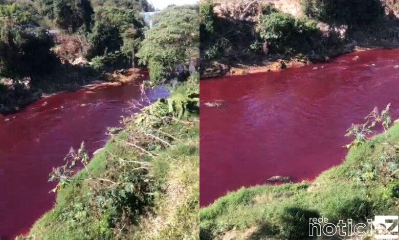 Água avermelhada do Ribeirão Caxambu chama atenção em Itupeva