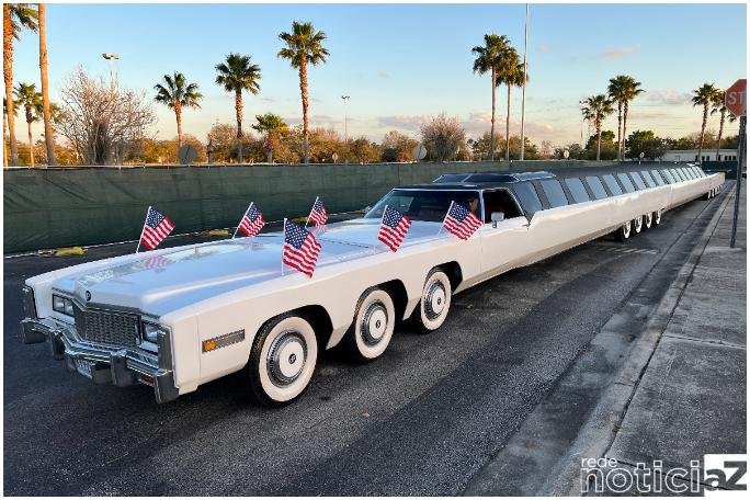 VÍDEO - Carro mais longo do mundo tem piscina e até heliponto