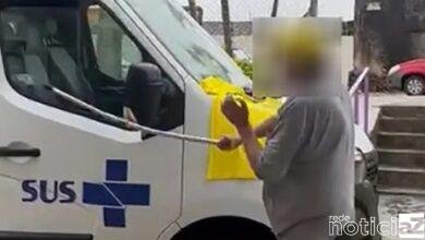 Homem é preso após quebrar ambulância