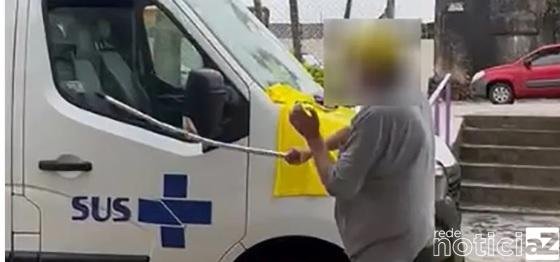 Homem é preso após quebrar ambulância