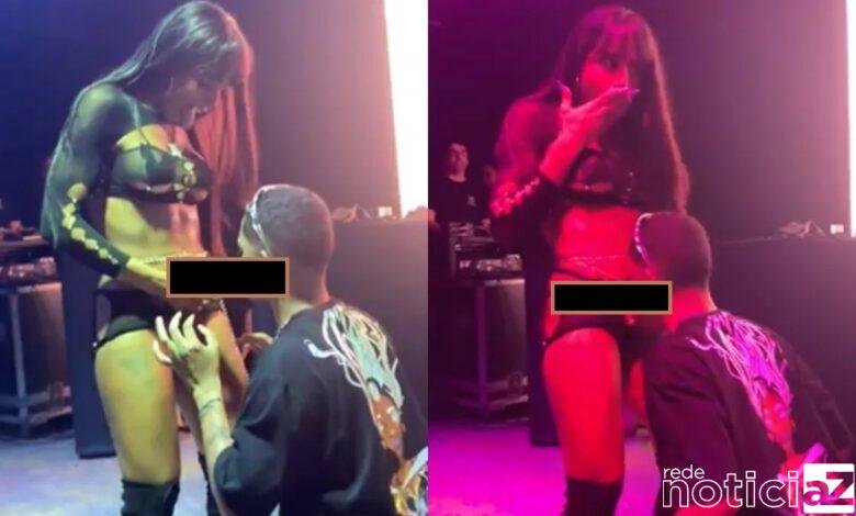 VÍDEO - MC Naninha simula sexo oral com fã em show