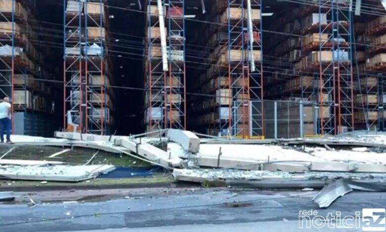 Parede de galpão em Jundiaí desaba após vendaval