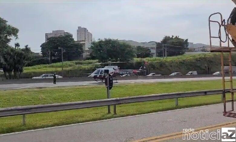 Acidente envolvendo moto e caminhonete causa lentidão na Rodovia Anhanguera