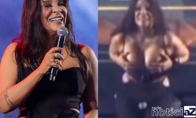 VÍDEO - Cantora do Calcinha Preta mostra os seios para o público em show