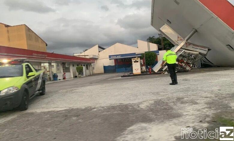 Teto de posto de combustíveis cai em Jundiaí