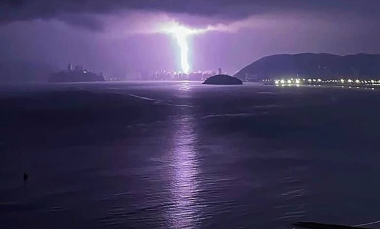 Temporal traz mais de 3 mil raios na Baixada Santista