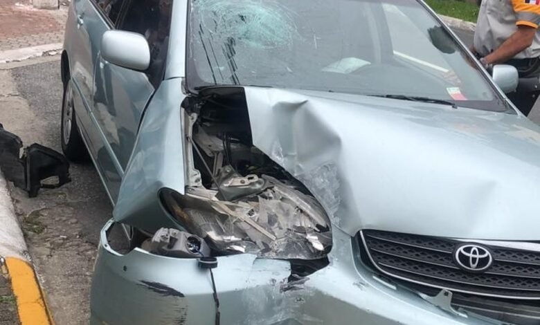 Idosa bate o carro contra poste em Praia Grande