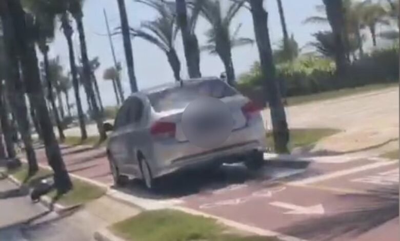 Motorista é flagrado dirigindo com carro em Ciclovia