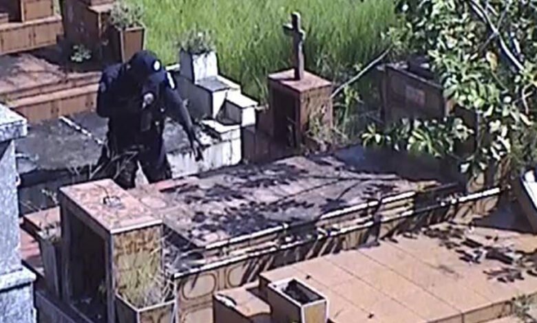 Homem é preso em flagrante após furtar peças de bronze em cemitério de Santos