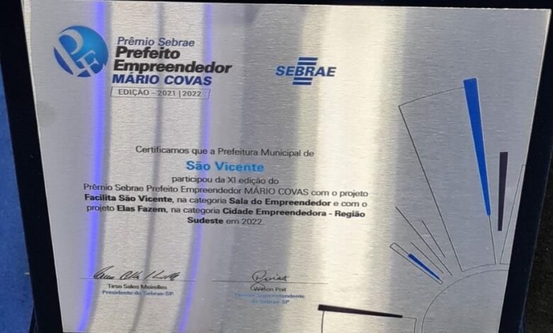 Projetos de São Vicente recebem prêmio do SEBRAE