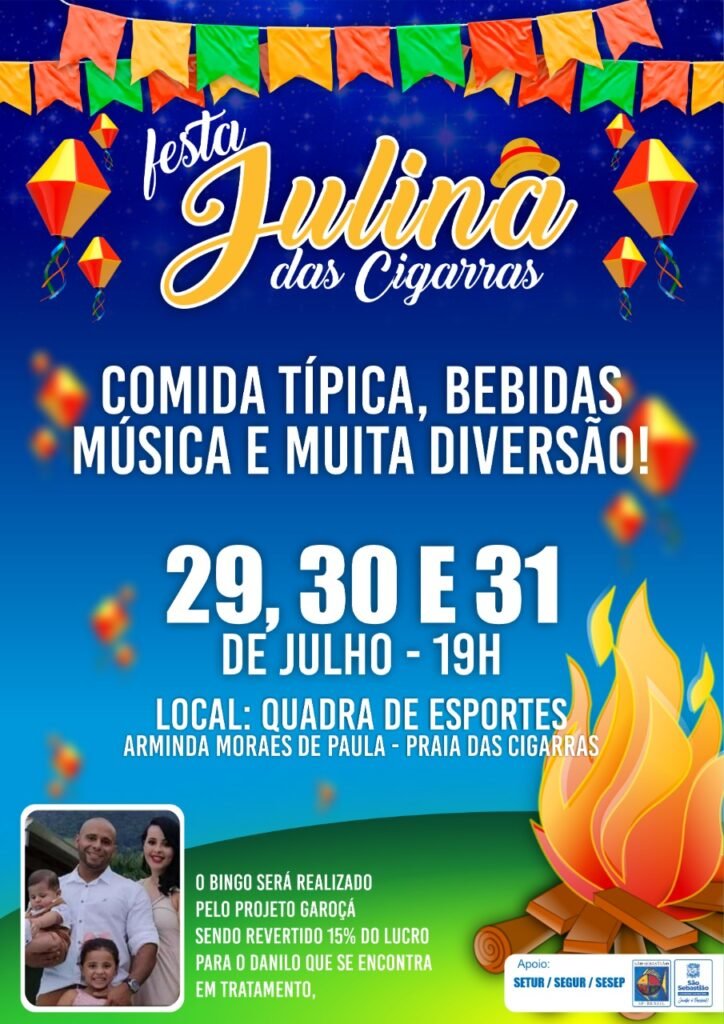 Festa Julina das Cigarras reúne comidas típicas e música ao vivo de 29 a 31 de julho