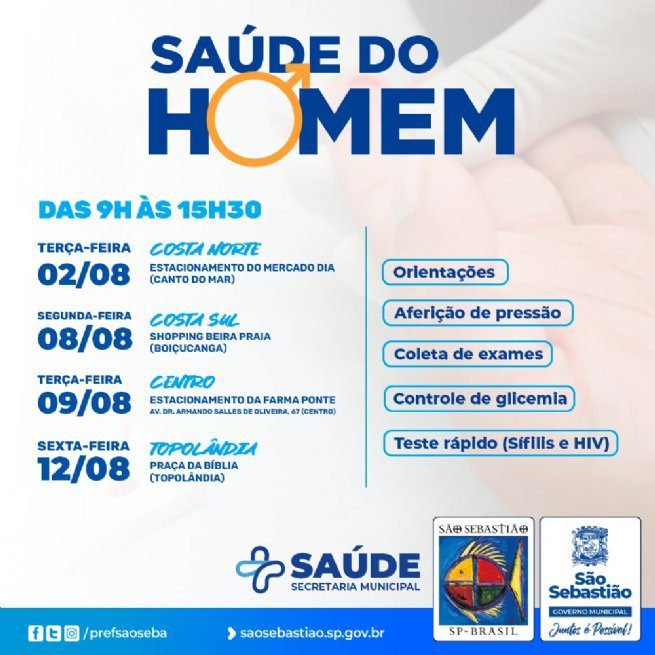 Prefeitura de São Sebastião promove hoje (02) ação “Saúde do Homem”