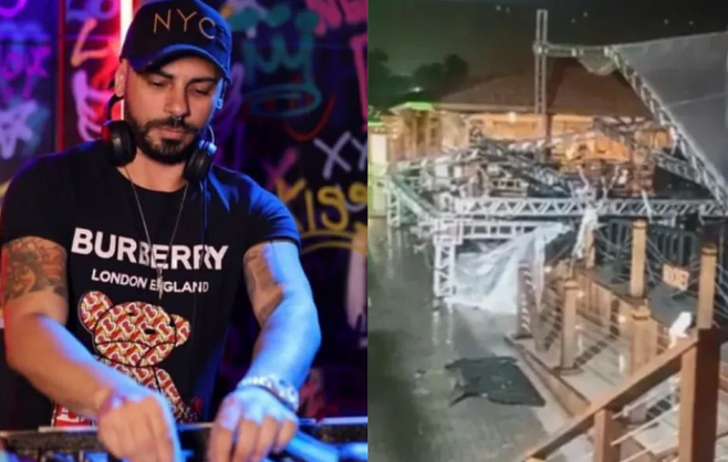Palco desaba em São Vicente e DJ corre risco de ficar paraplégico