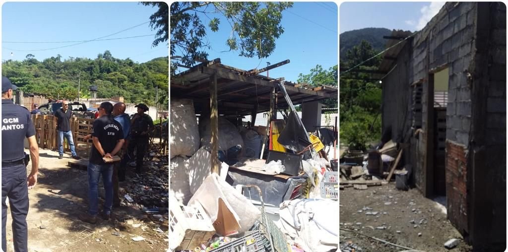 Força-tarefa desmonta quatro estruturas em área de preservação ambiental de Santos