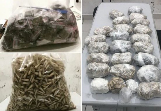 Drogas são encontradas espalhadas em quintal de imóvel no Litoral e casal é preso