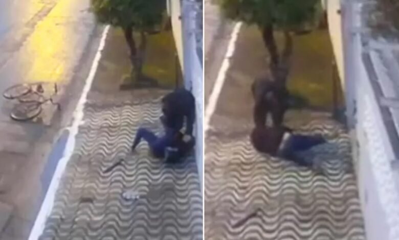VÍDEO - Mulher é agredida durante assalto em Praia Grande