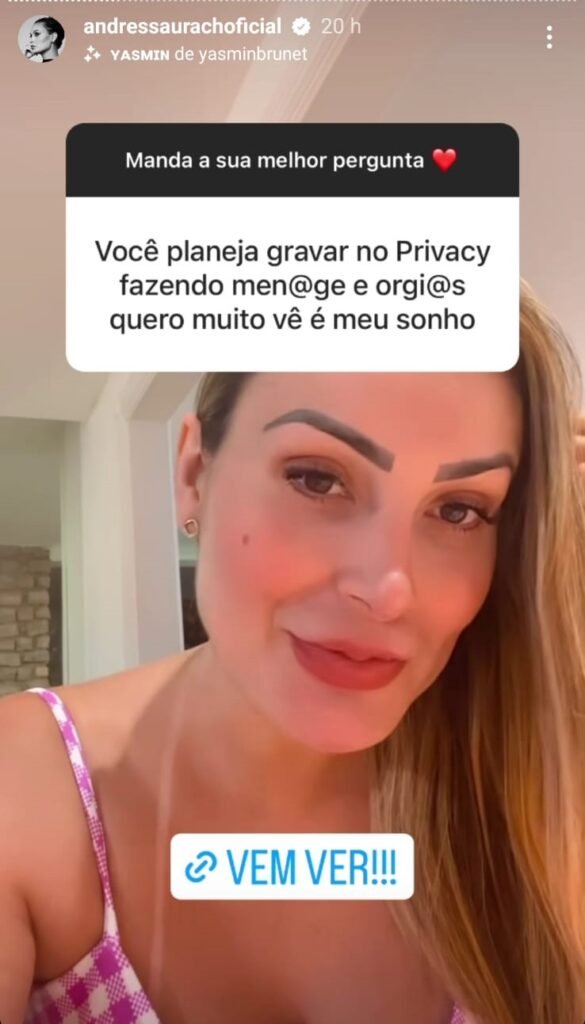 Nova Musa da Privacy: Andressa Urach viraliza respondendo seguidores nas redes sociais