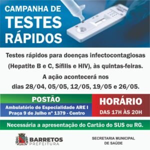 Postão realiza campanha de testes rápidos para doenças infectocontagiosas