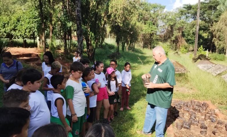 Alunos realizam atividade extracurricular no Núcleo de Educação Ambiental