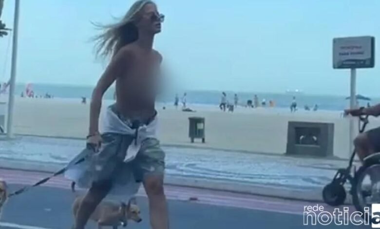 VÍDEO – Mulher é detida após andar por orla da praia com seios à mostra